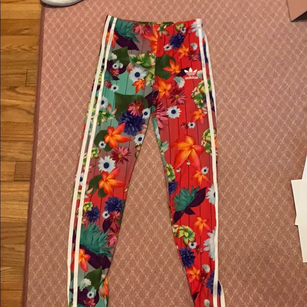Floral adidas pants